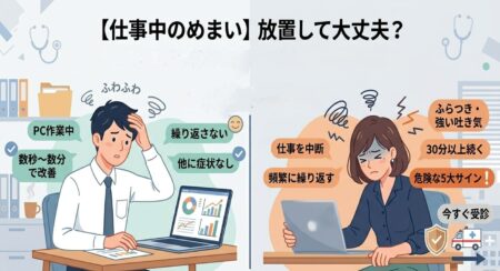 デスクワーク 仕事中のめまい イメージ