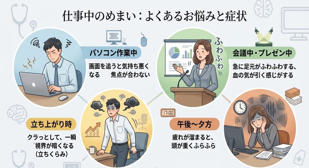仕事中のめまい シーン別 イメージ