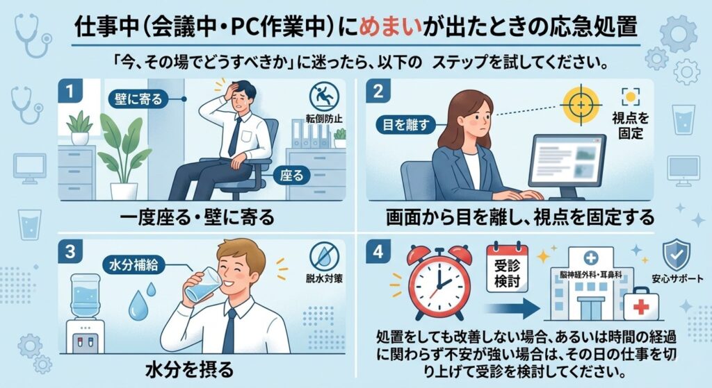 仕事中のめまい 対処法 イメージ