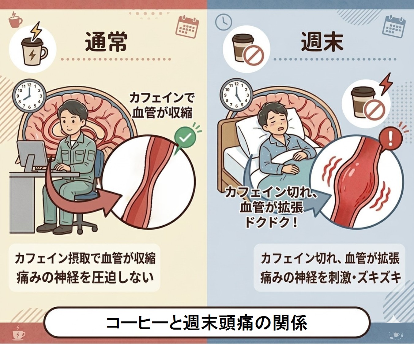 週末頭痛とカフェイン