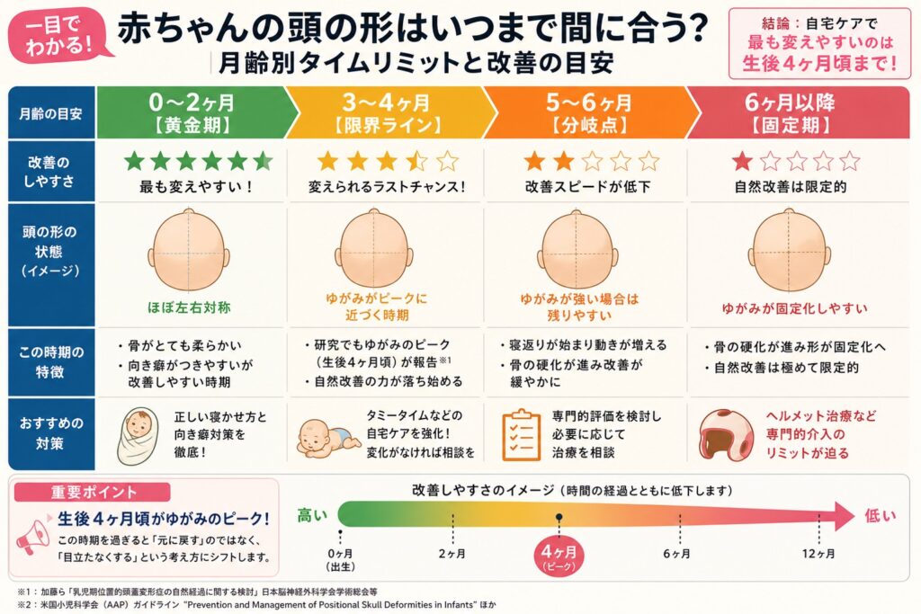 赤ちゃんの頭の形　いつまで間に合う　月齢別