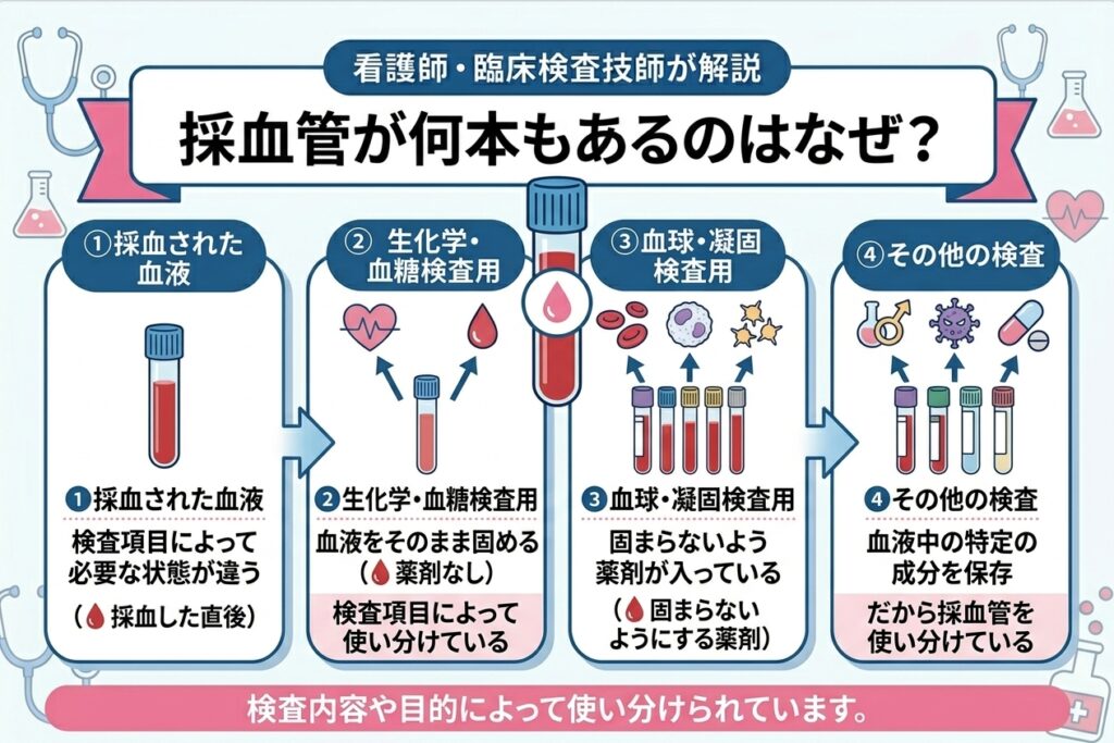 採血時、何本も採血するのはなぜ？に答える図解